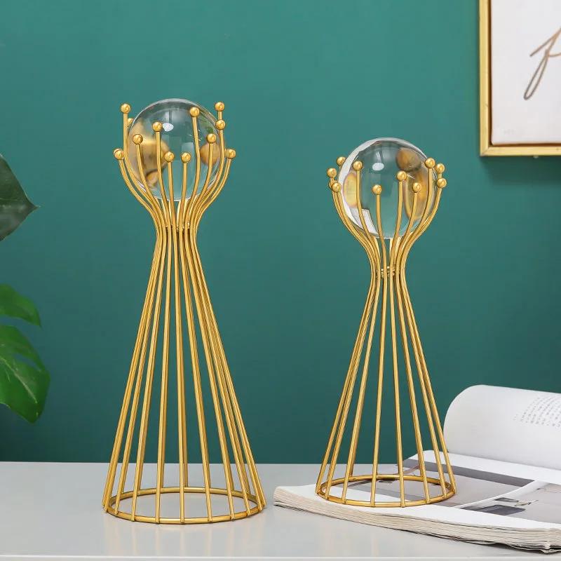 Modern Gold Crystal Ball Table Decor