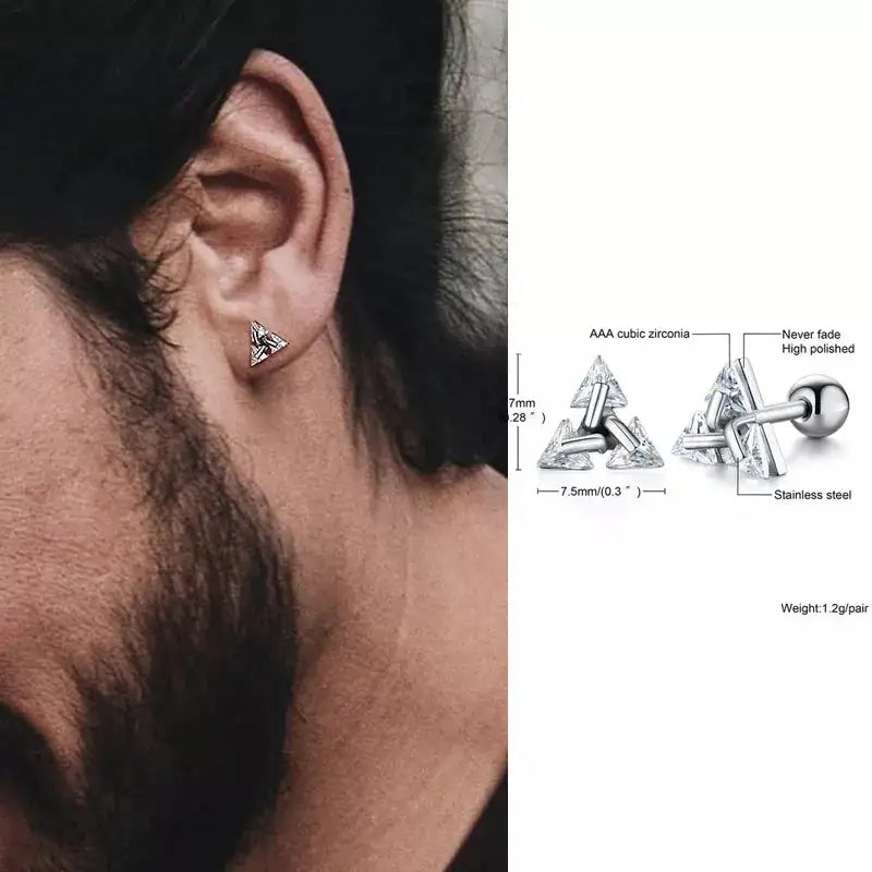 Crystal Zircon Stainless Steel Stud Earrings