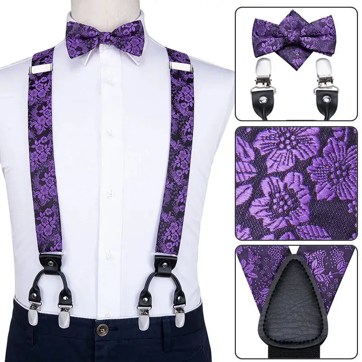 Vintage Luxury Silk Suspenders Set