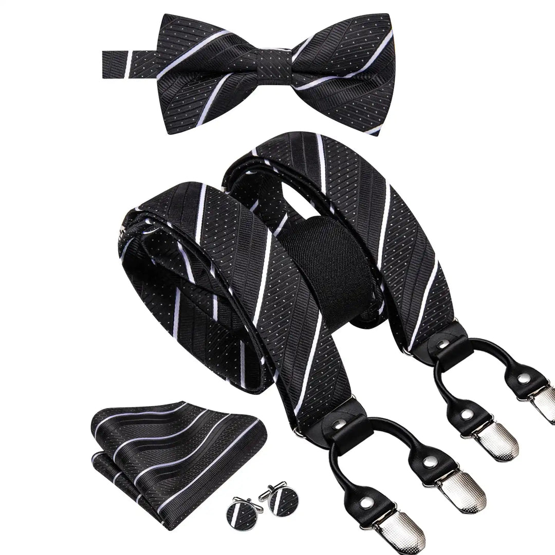 Vintage Luxury Silk Suspenders Set