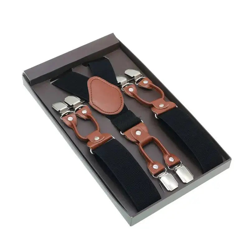 Brown PU Leather Shirt Suspenders