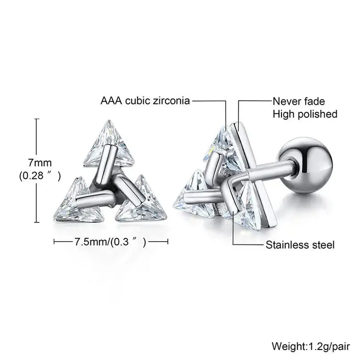 Crystal Zircon Stainless Steel Stud Earrings